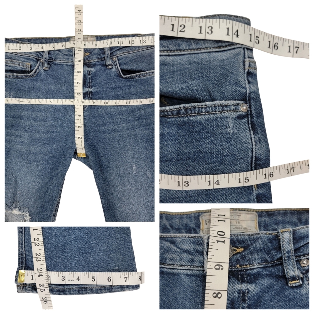 Free People Cropped Flare Leg Jeans w/ Colorblock Cut Out Distressed Wom… - Picture 16 of 17